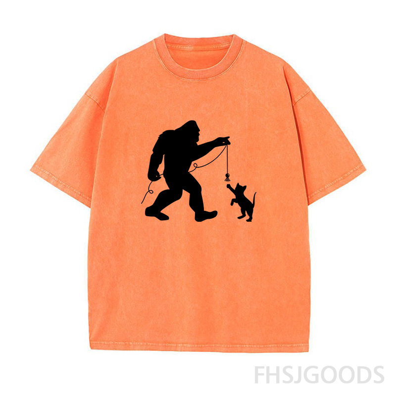 Bigfoot and Kitten Unisex Distressed T-Shirt