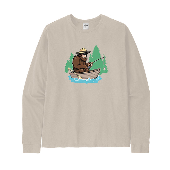 Bigfoot Fishing on The Boat Long Sleeve T-Shirt