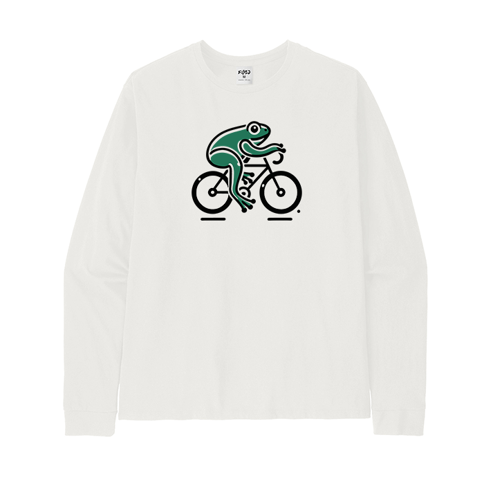 Green Frog on Bicycle Long Sleeve T-Shirt