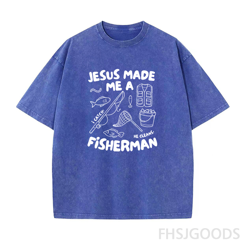 Jesus Made Me A Fisherman Unisex Distressed T-Shirt
