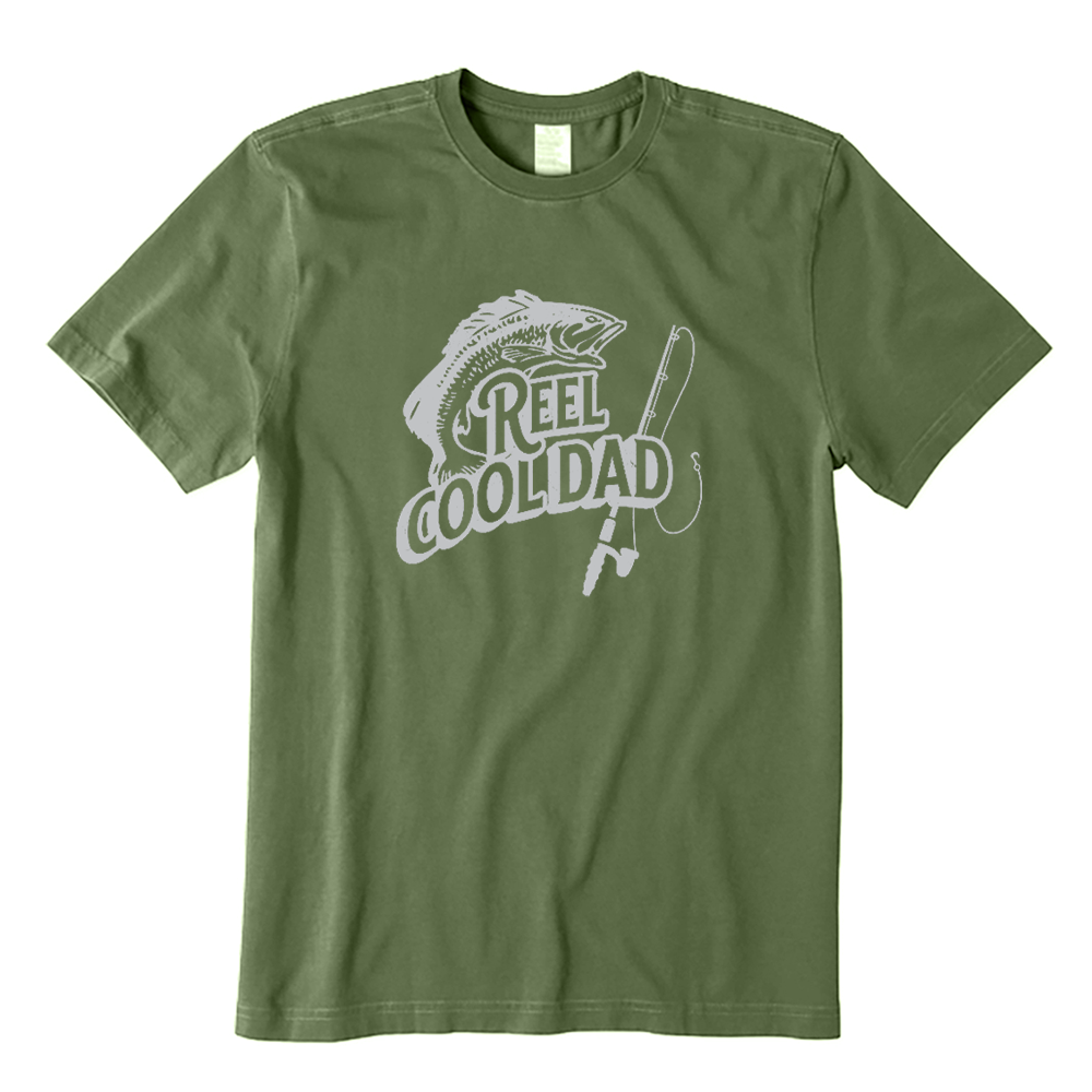Reel Cool Dad Retro Fish And Rod Graphic T-shirt