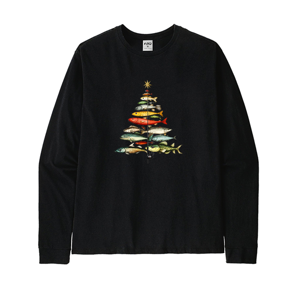 Fishing Christmas Tree Long Sleeve T-Shirt