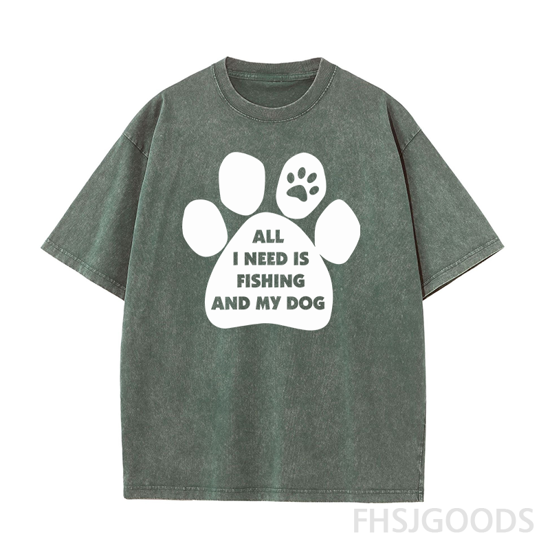 All I Need Is Fishing and My Dog Unisex Distressed T-Shirt