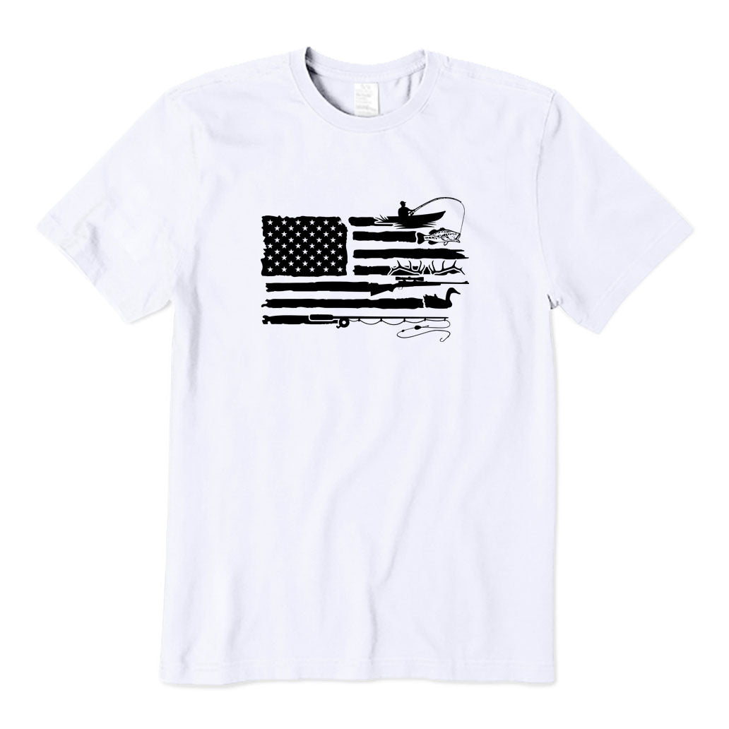 Fishing and Hunting American Flag T-Shirt