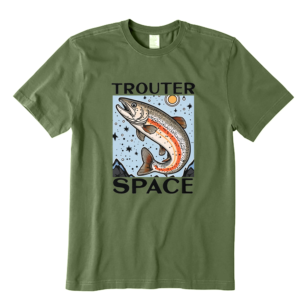 Trouter Space Funny Fishing Graphic T-Shirt