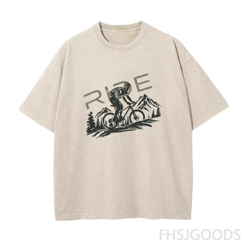 Mountain Biking Ride Unisex Distressed T-Shirt