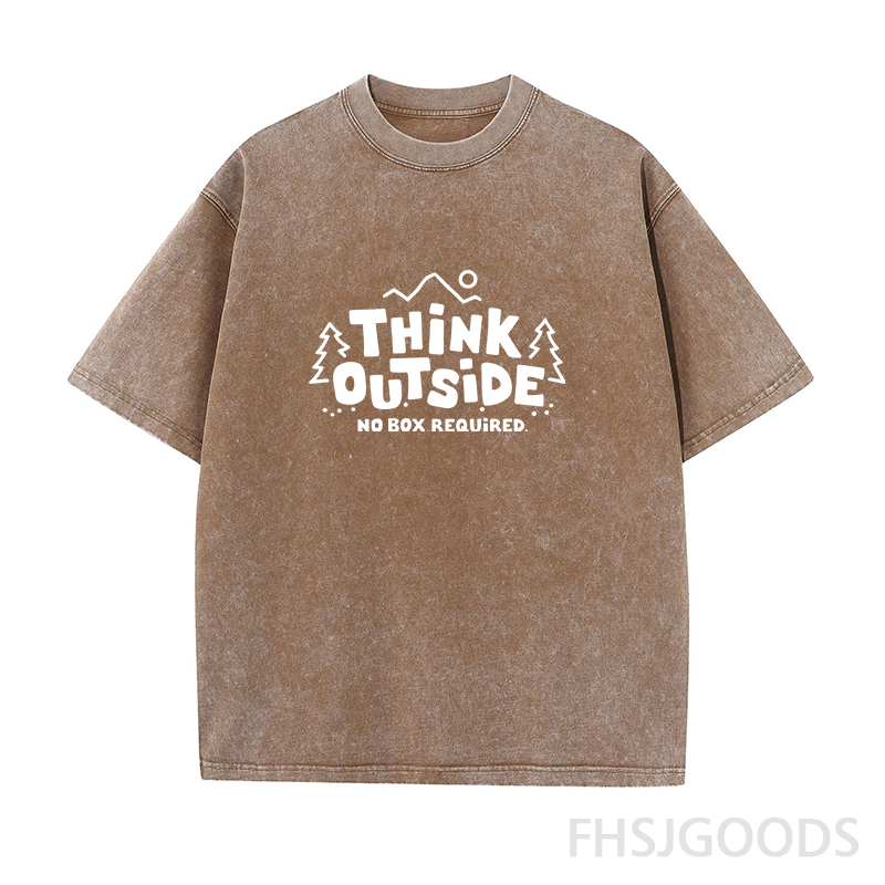 Think Outside No Box Required Hiking Unisex Distressed T-Shirt