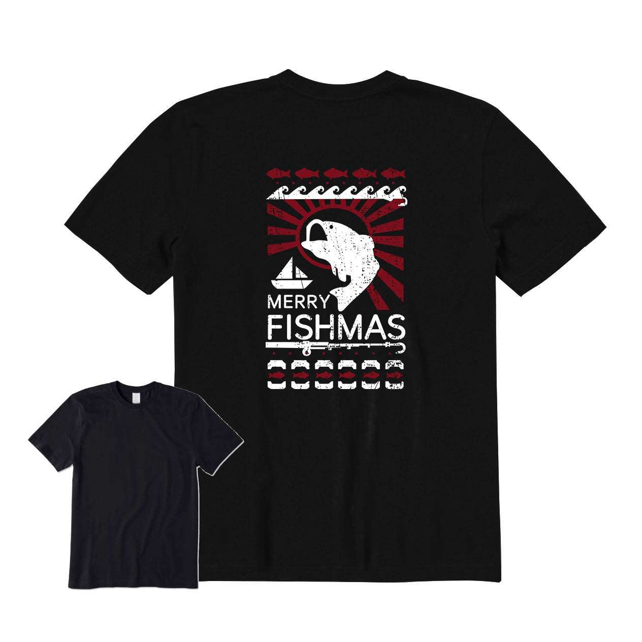 Merry Fishmas Back Graphic T-Shirt