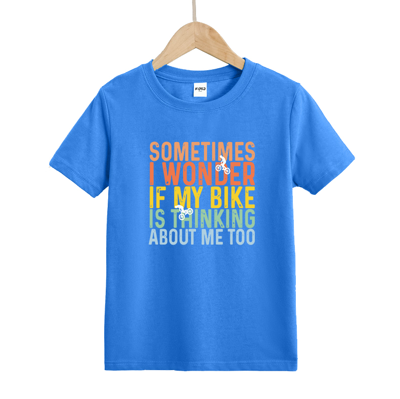 I Wonder If My Bike Is Think About Me Too Kids T-Shirt