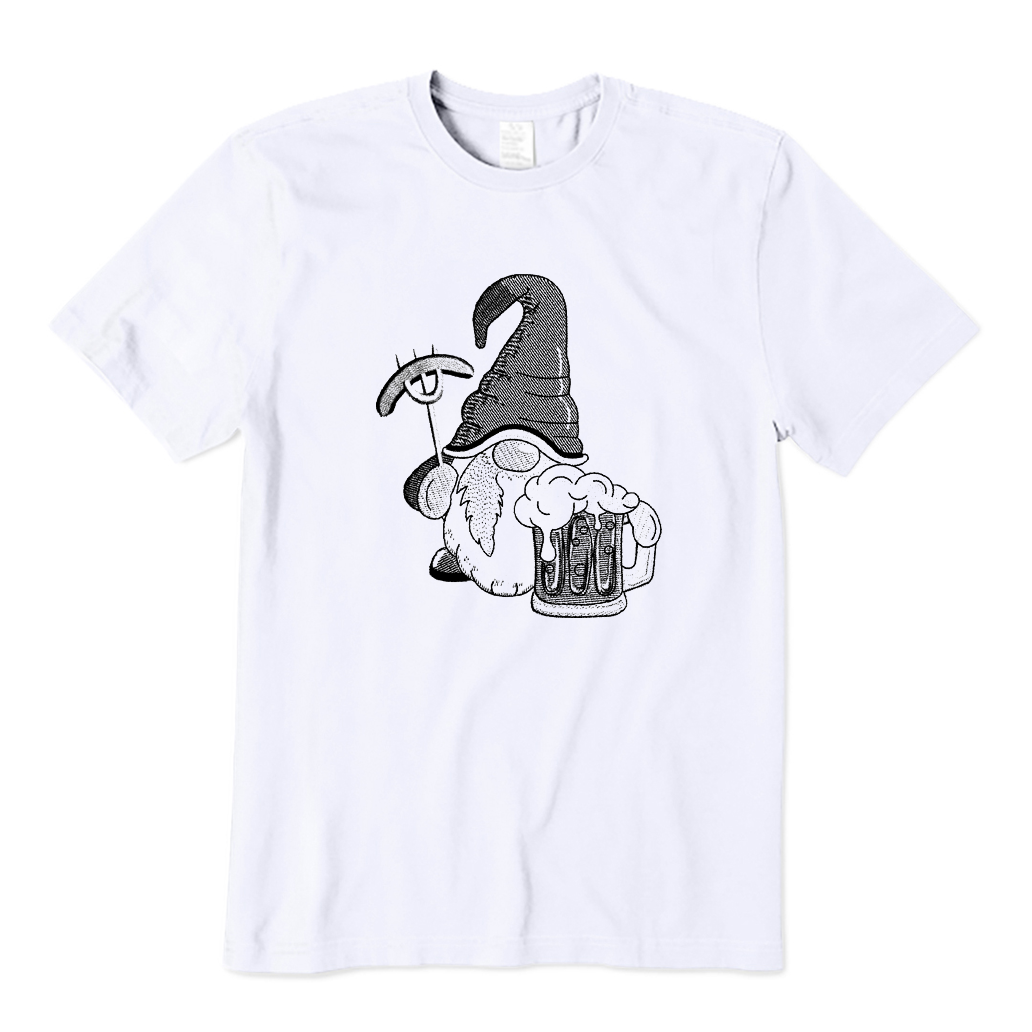 Beer BBQ Gnome Embroidery T-Shirt