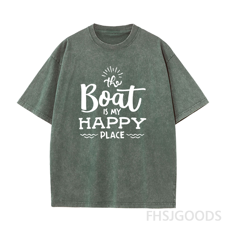 The Boat Is My Happy Place Unisex Distressed T-Shirt