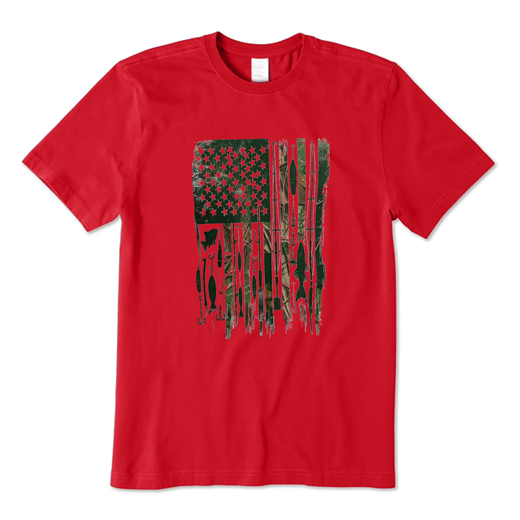 Fishing American Flag T-Shirt