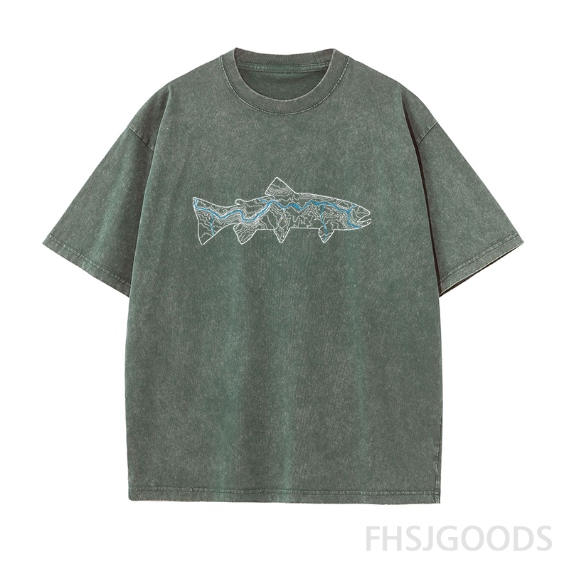 Green River Topographic Trout Unisex Distressed T-Shirt