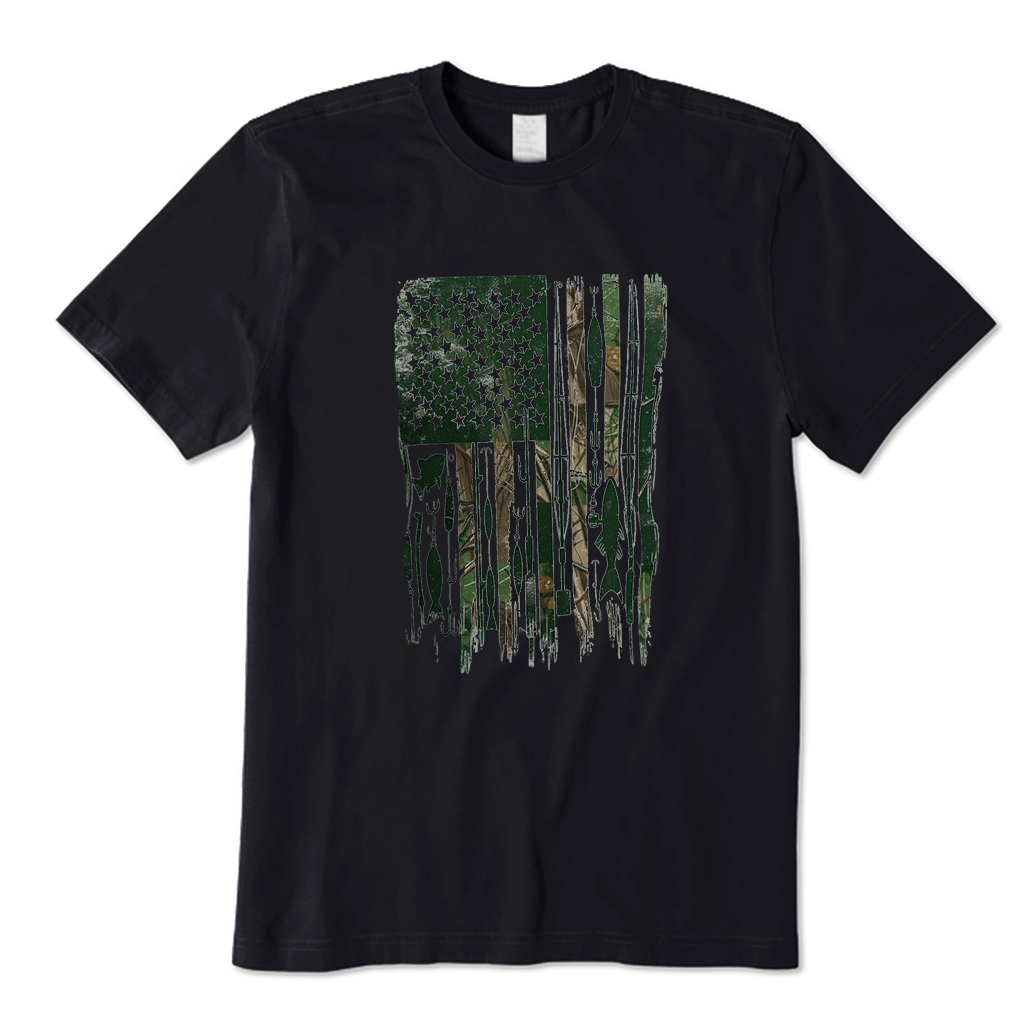 Fishing American Flag T-Shirt