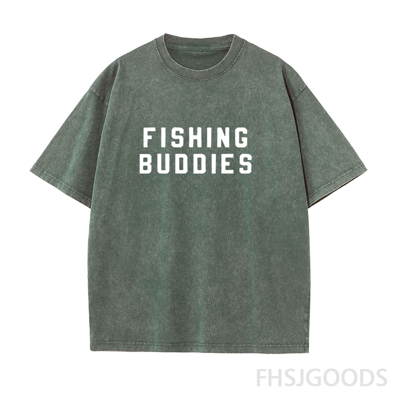 Fishing Buddies Matching Unisex Distressed T-Shirt