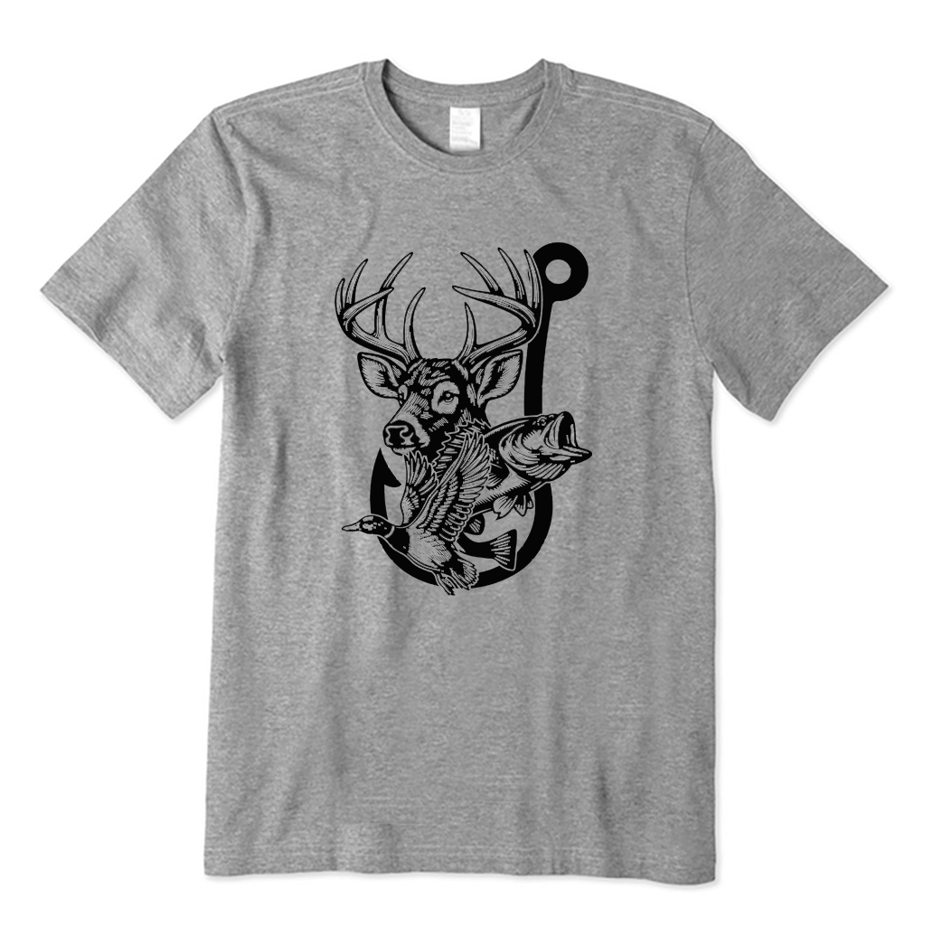 Deer Duck Fish Hook T-shirt