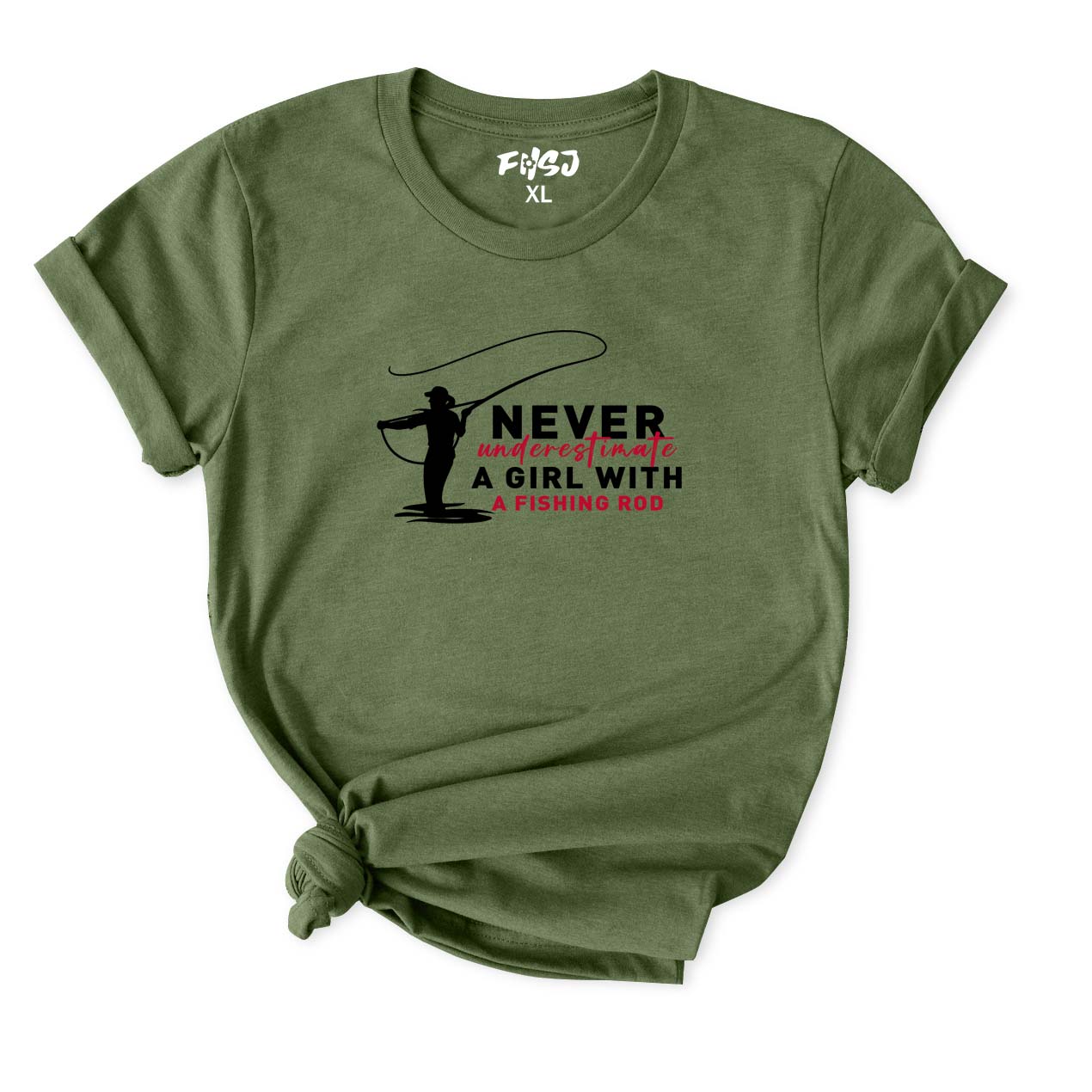Never Understimate A Girl with A Fishing Rod T-Shirt for Women
