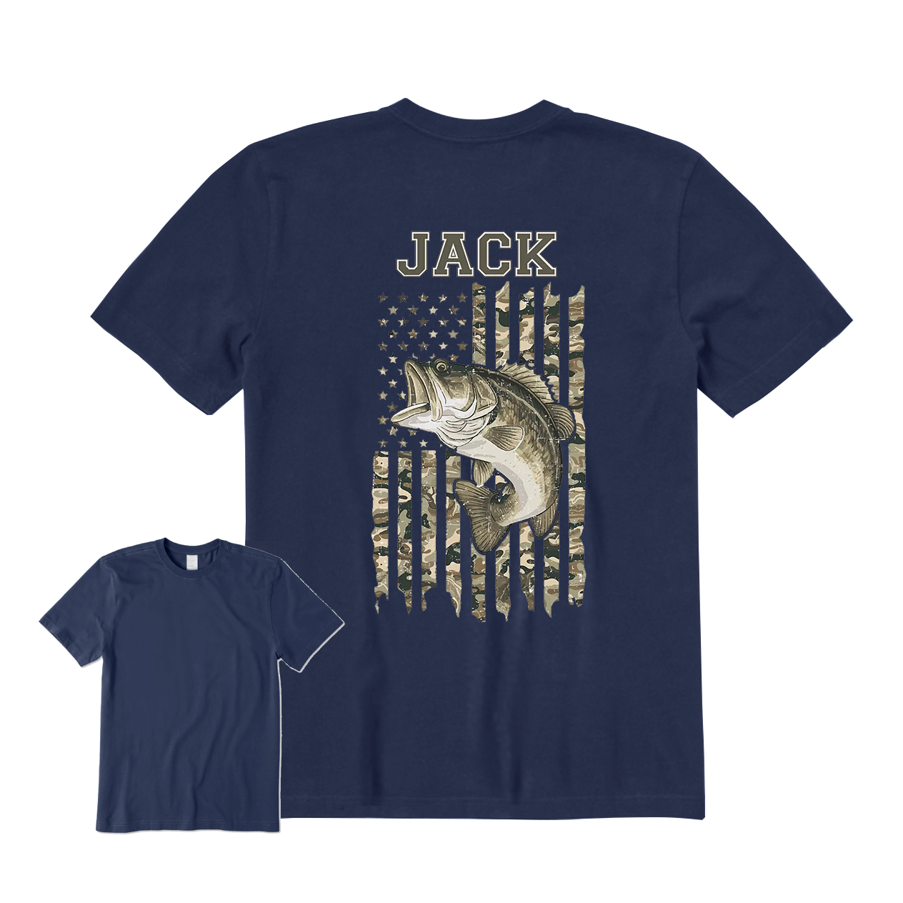 Bass Fish Flag Back Graphic T-Shirt