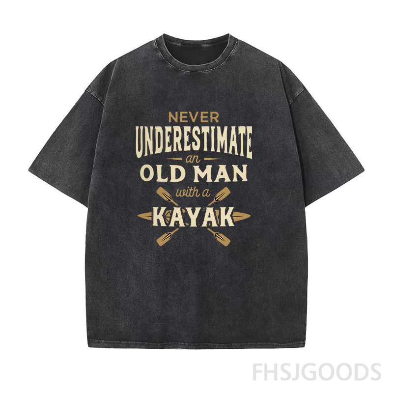 Never Underestimate An Old Man with A Kayak Unisex Distressed T-Shirt