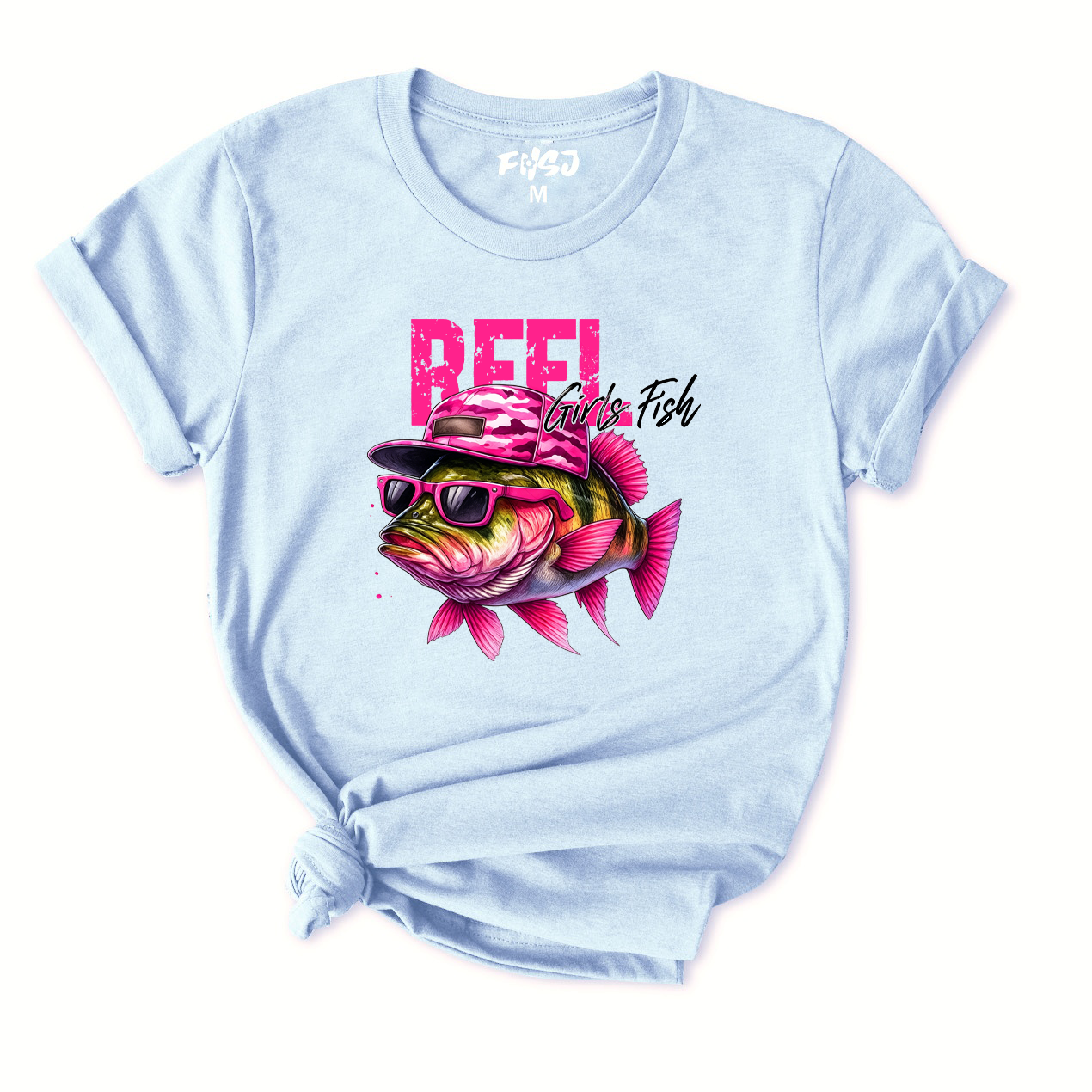 Reel Girls Fish Cool Bass With Sunglasses T-Shirt for Women