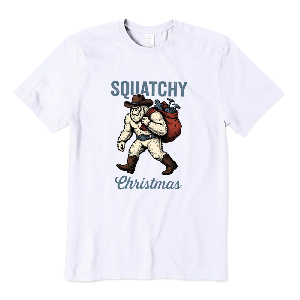 Squatchy Christmas Bigfoot Cowboy Christmas T-Shirt