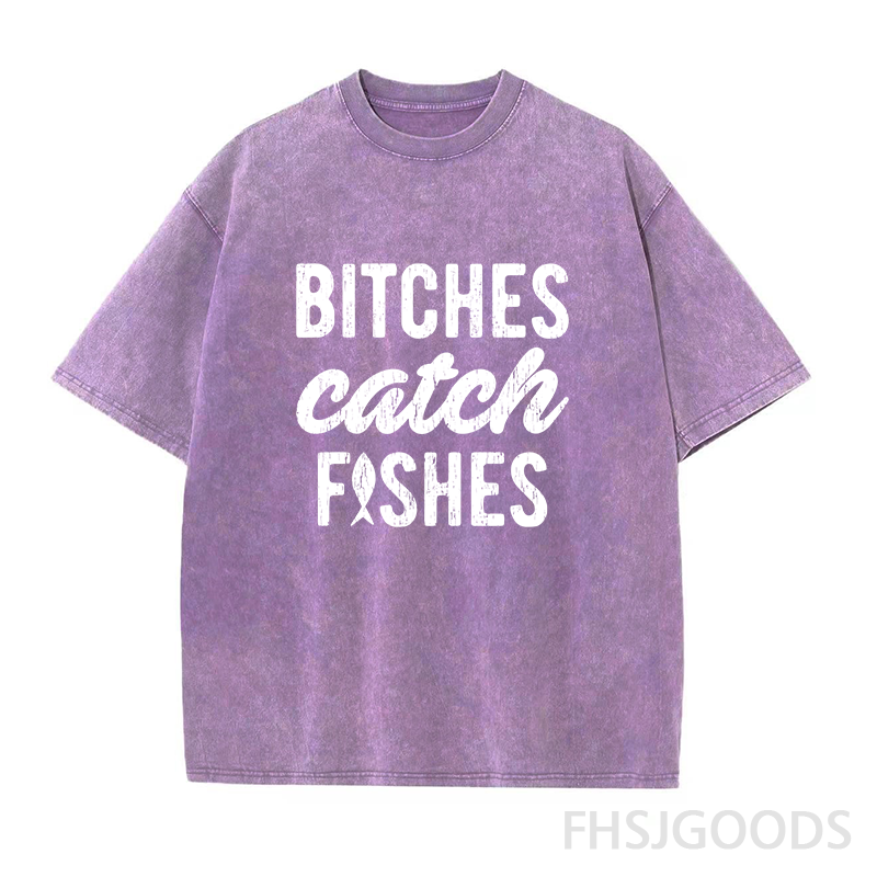 Bitches Catch Fishes Unisex Distressed T-Shirt