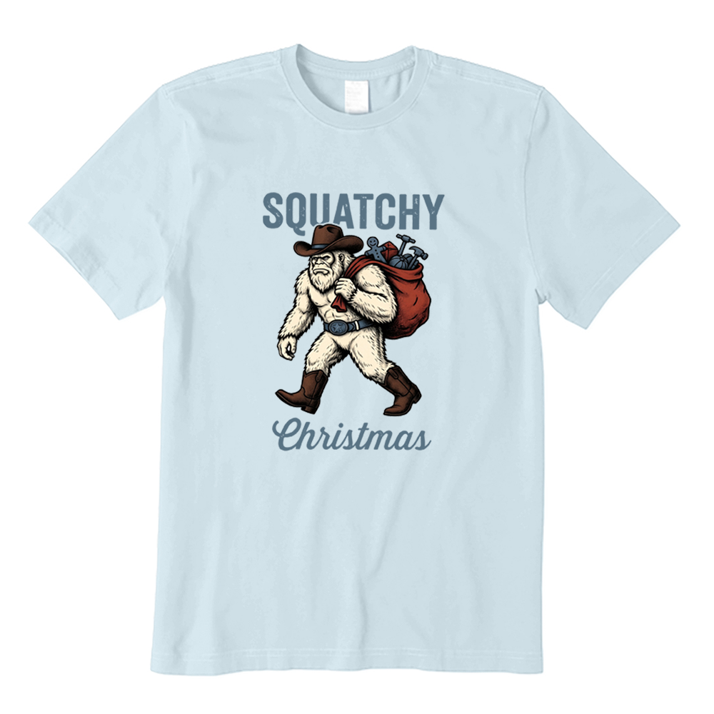 Squatchy Christmas Bigfoot Cowboy Christmas T-Shirt
