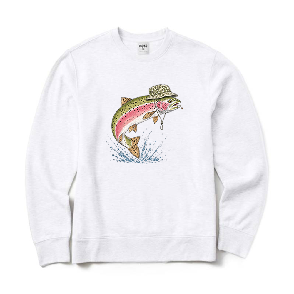 Rainbow Trout Smoking Cigarette Crewneck Sweatshirt