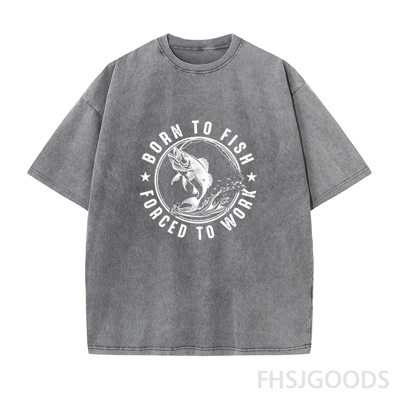 Born To Fish Forced To Work Unisex Distressed T-Shirt