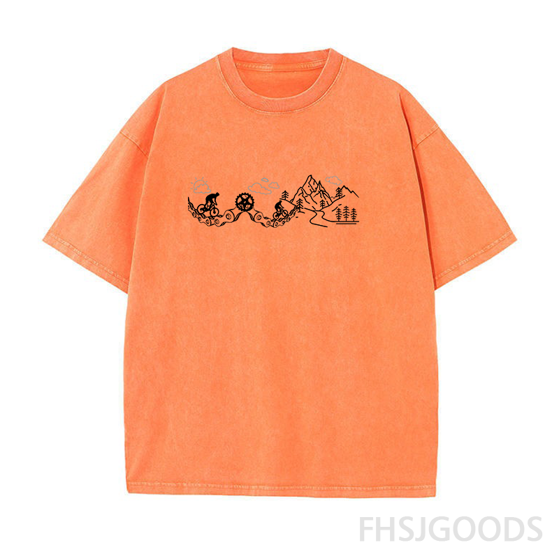 Mountain Bikers Cycling Unisex Distressed T-Shirt