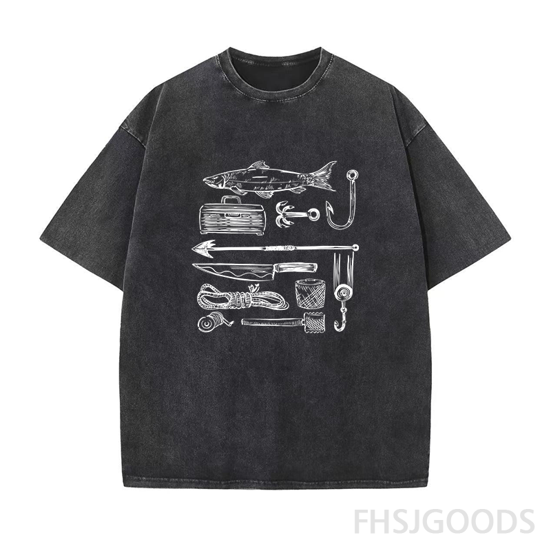 Vintage Style Fishing Unisex Distressed T-Shirt