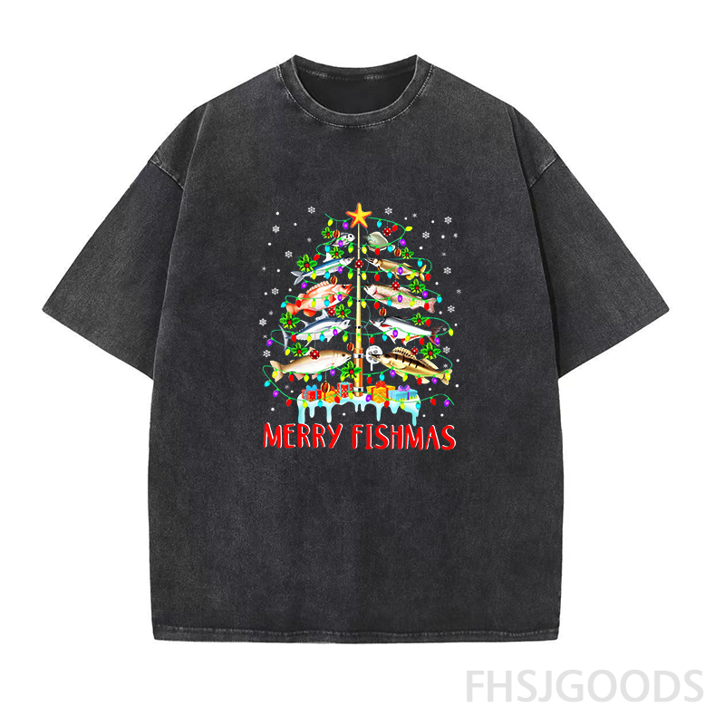 Merry Fishmas Unisex Distressed T-Shirt
