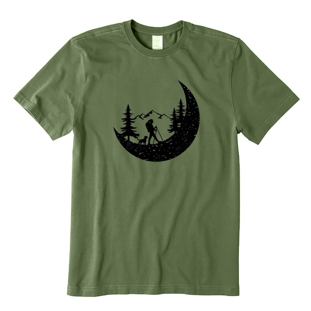 Hiker And Dog In The Mountains T-shirt