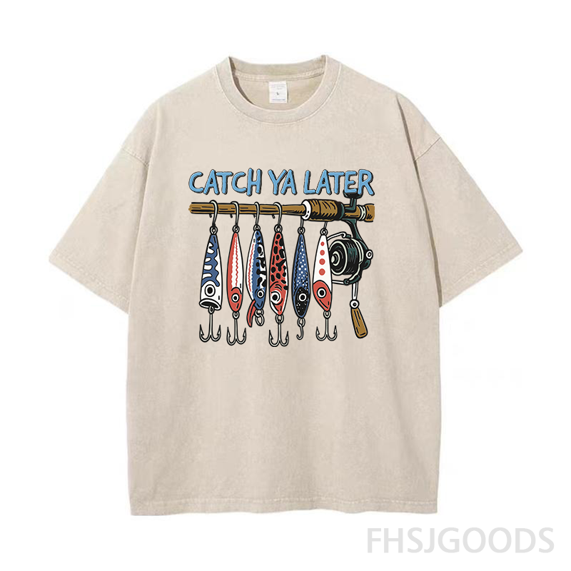 Catch Ya Later Fishing Unisex Distressed T-Shirt