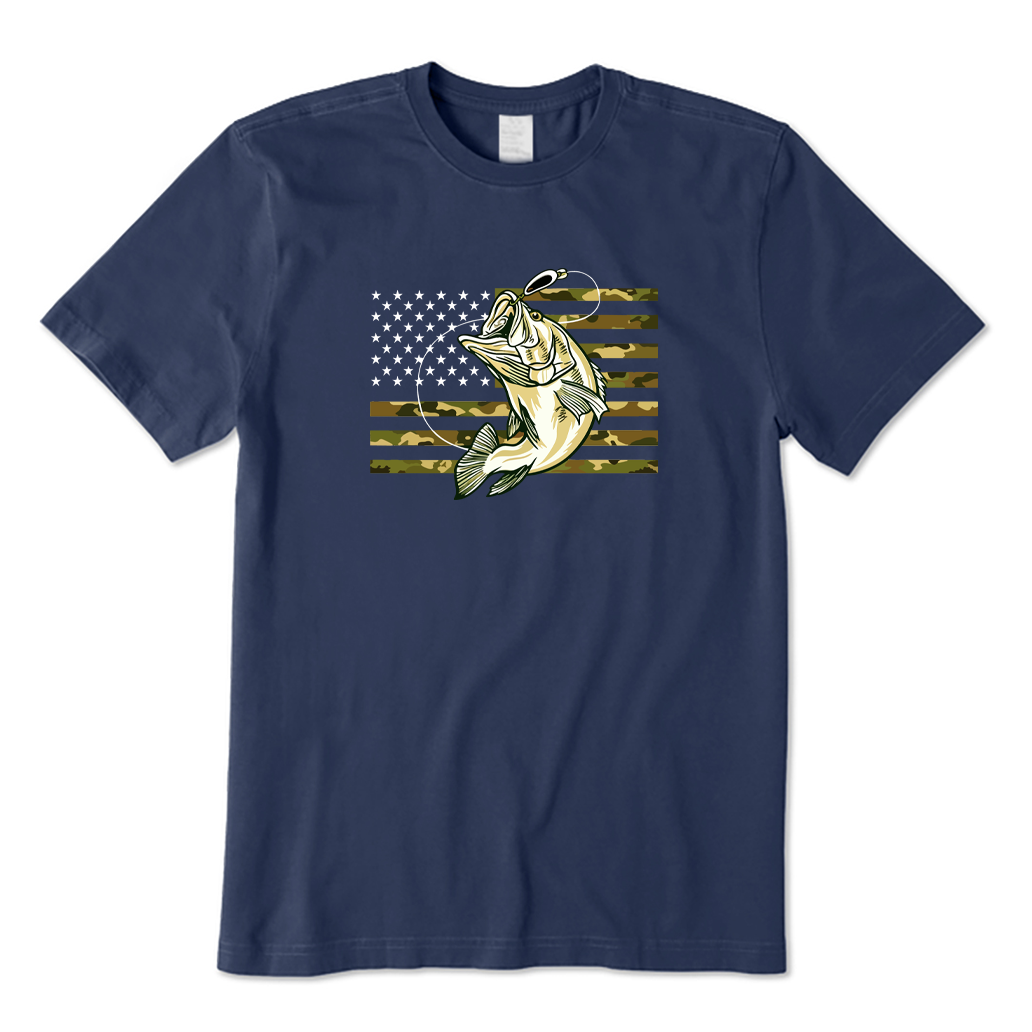American Flag Bass Fishing T-shirt