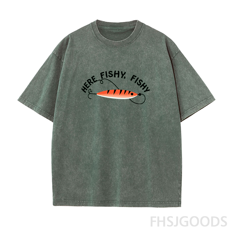 Here Fishy Fishy Unisex Distressed T-Shirt