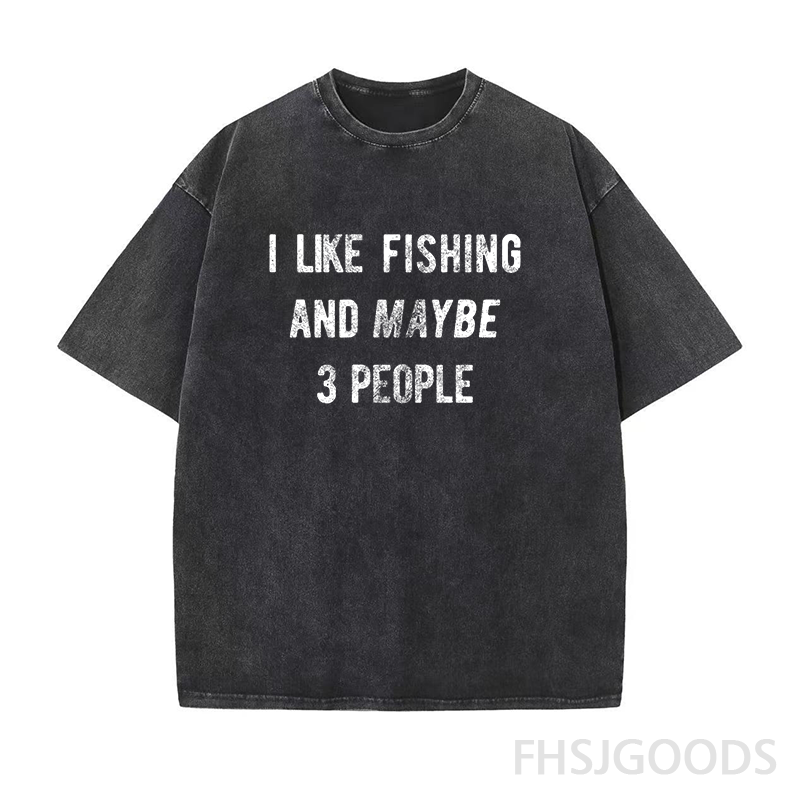 I Like Fishing And Maybe 3 People Unisex Distressed T-Shirt