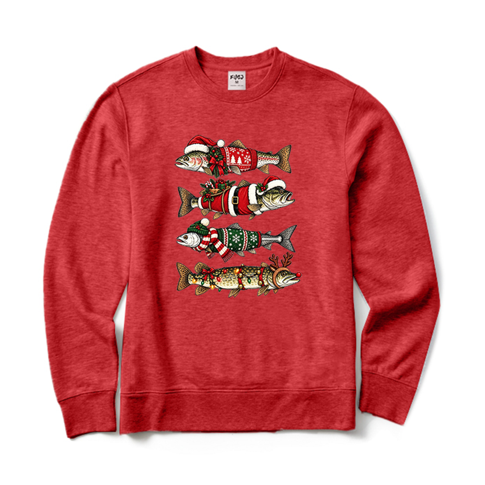 Christmas Trout Fishing Crewneck Sweatshirt
