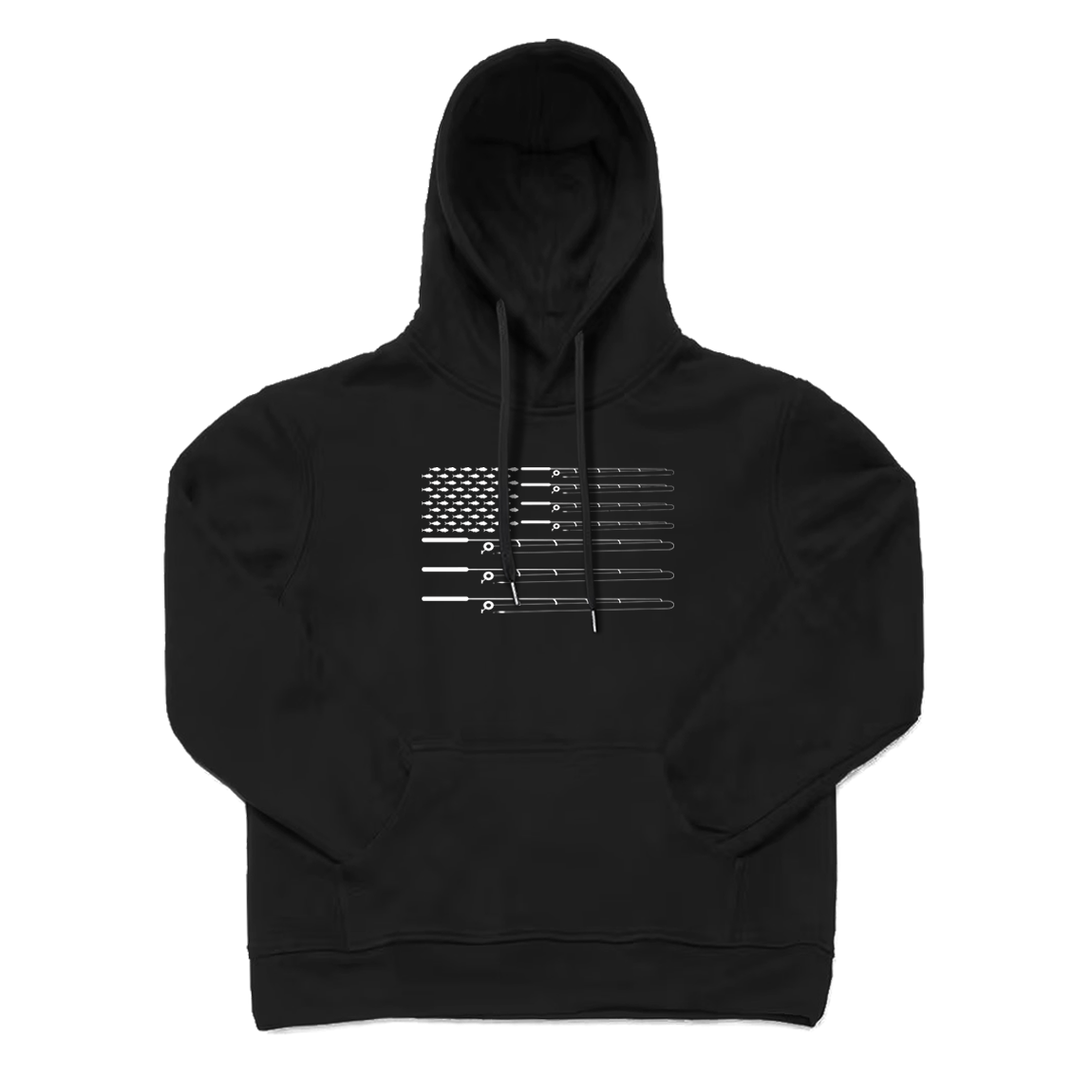 Fly Fishing Rod American Flag Hoodie