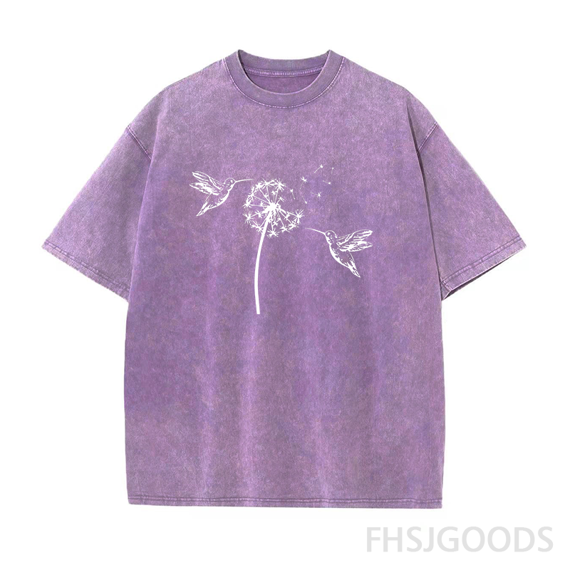 Dandelion & Hummingbirds Unisex Distressed T-Shirt