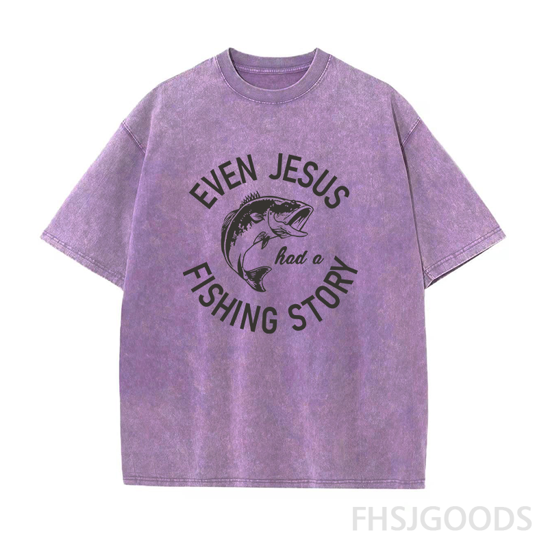 Even Jesus Had A Fishing Story Unisex Distressed T-Shirt