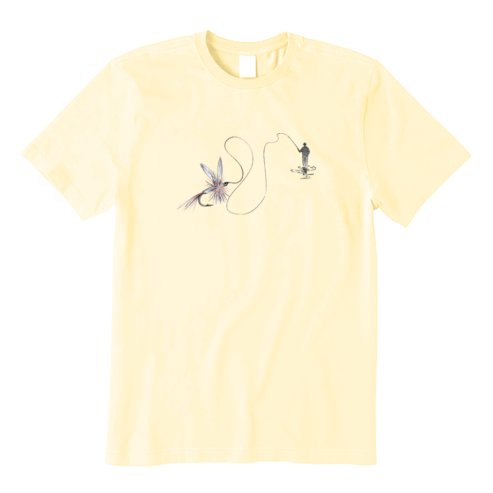 Vintage Fly Fisherman And Fly Pattern T-Shirt