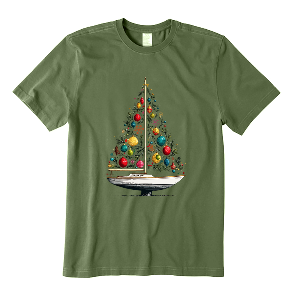 Sailboat Boating Christmas Tree T-Shirt