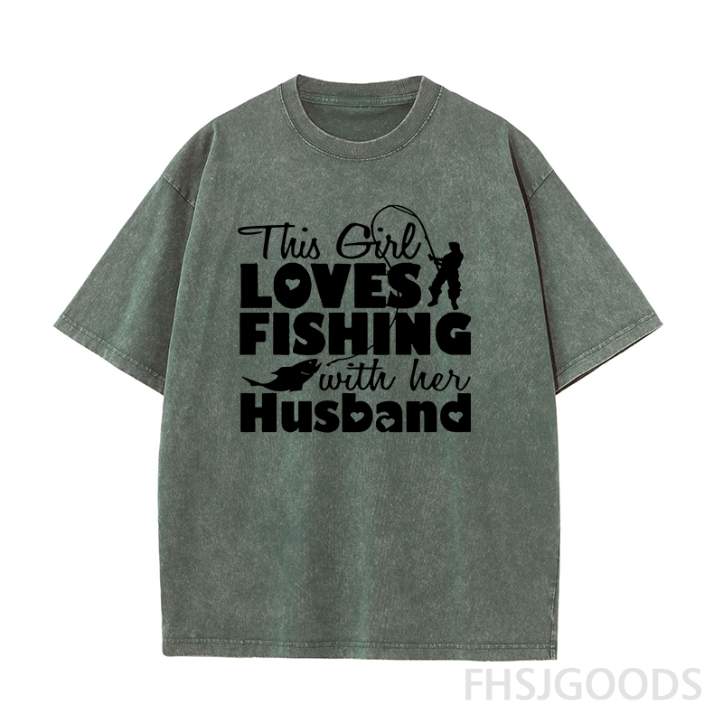 This Girl Love Fishing with Husband Unisex Distressed T-Shirt