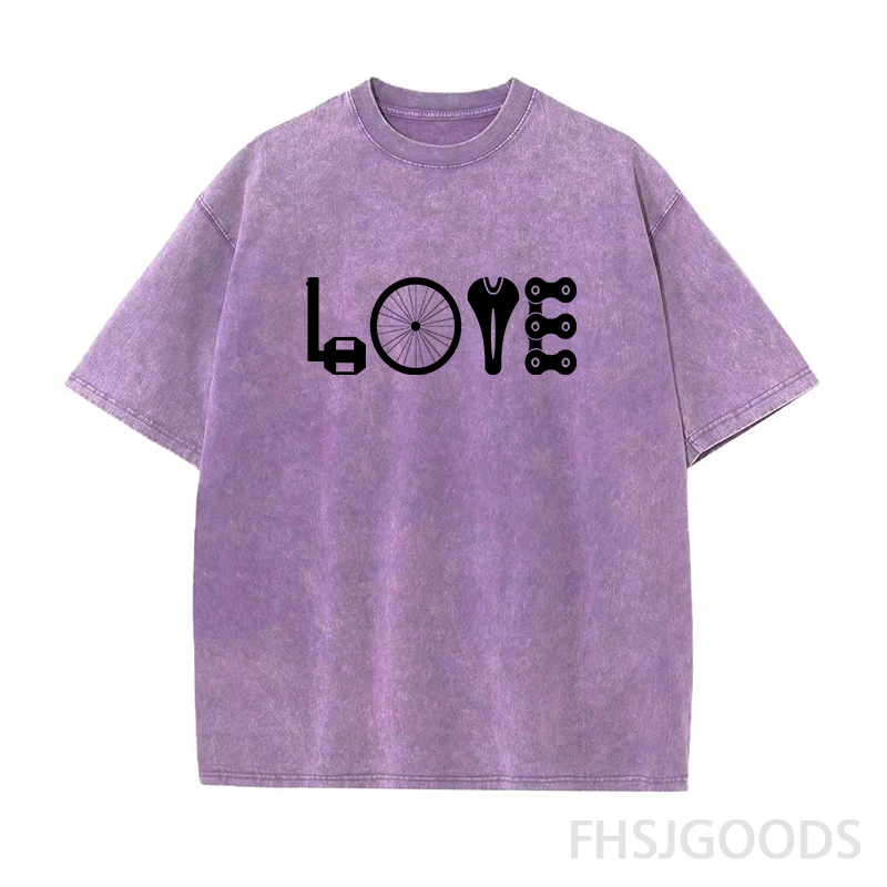 LOVE Spelled Out in Bike Unisex Distressed T-Shirt