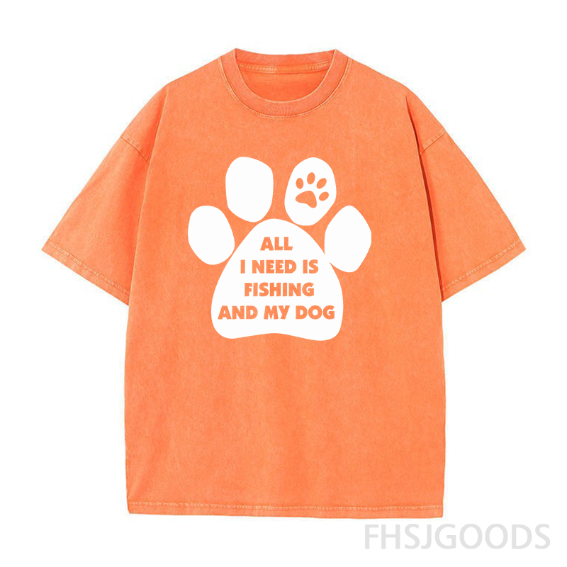 All I Need Is Fishing and My Dog Unisex Distressed T-Shirt