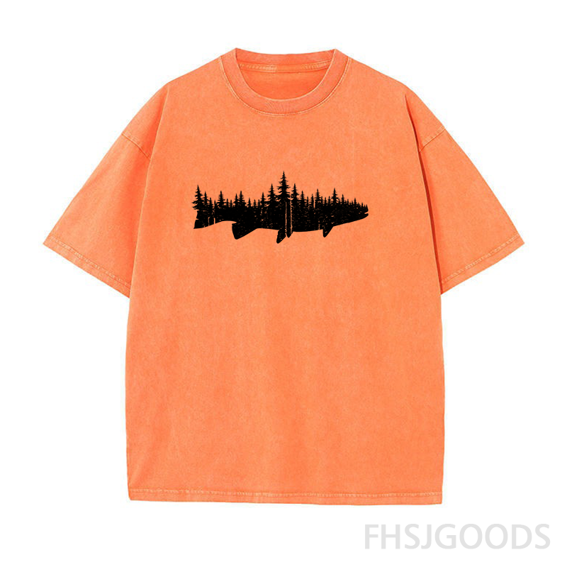 Fish Forest Landscape Unisex Distressed T-Shirt