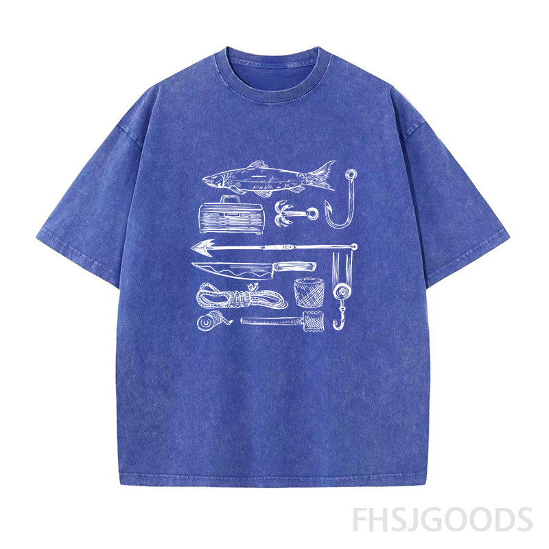 Vintage Style Fishing Unisex Distressed T-Shirt