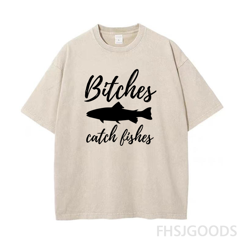 Bitches Catch Fishes Unisex Distressed T-Shirt