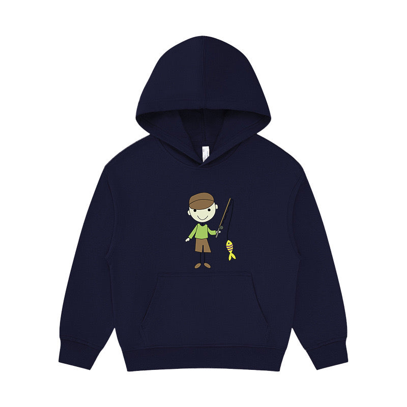 Boy fishing Kid's Hoodie
